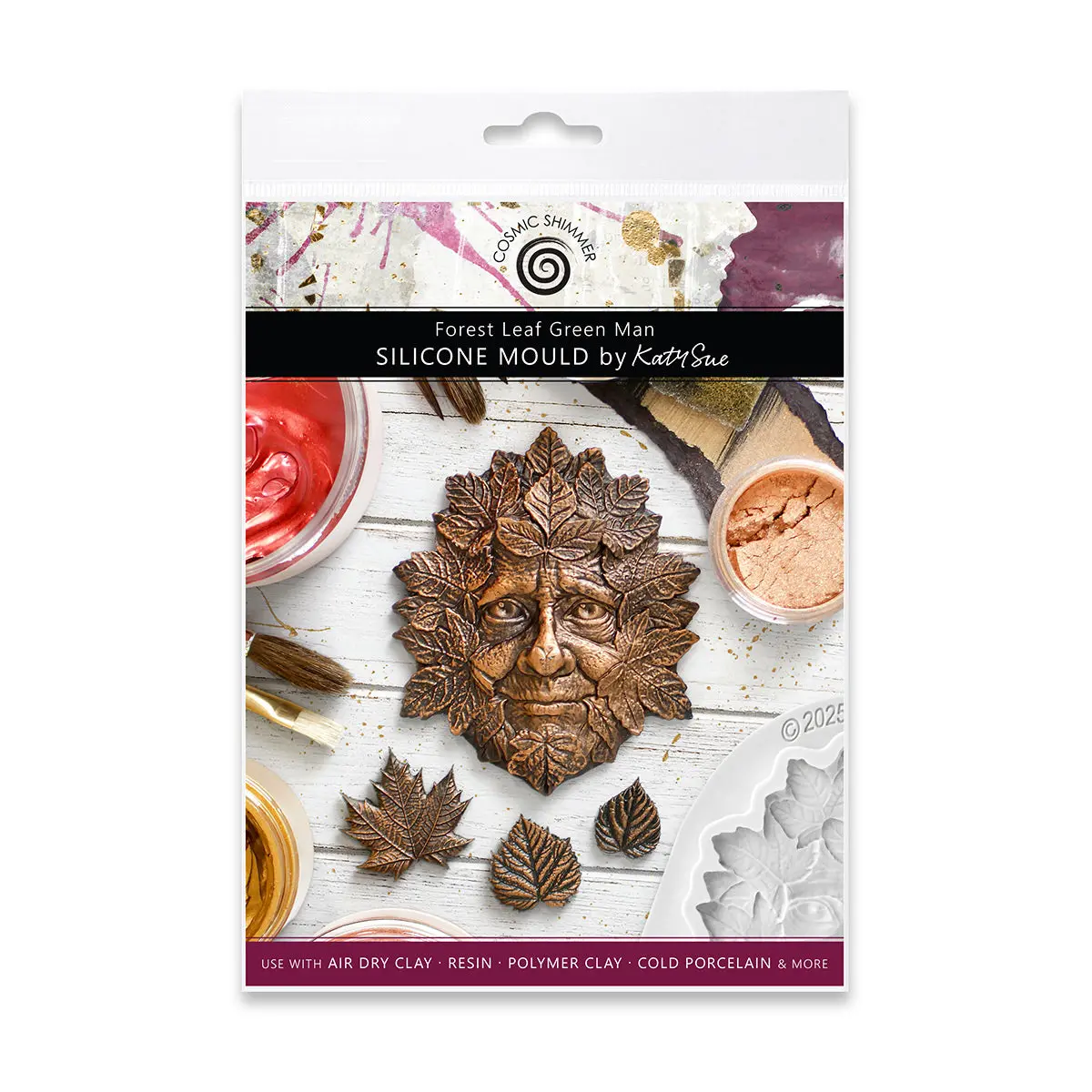 Cosmic Shimmer Forest Leaf Green Man Silicone Mould 1
