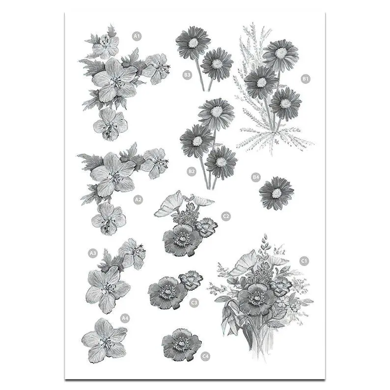 Craft Uk Precut 3D Toppers - Floral Monochrome Decoupage 1