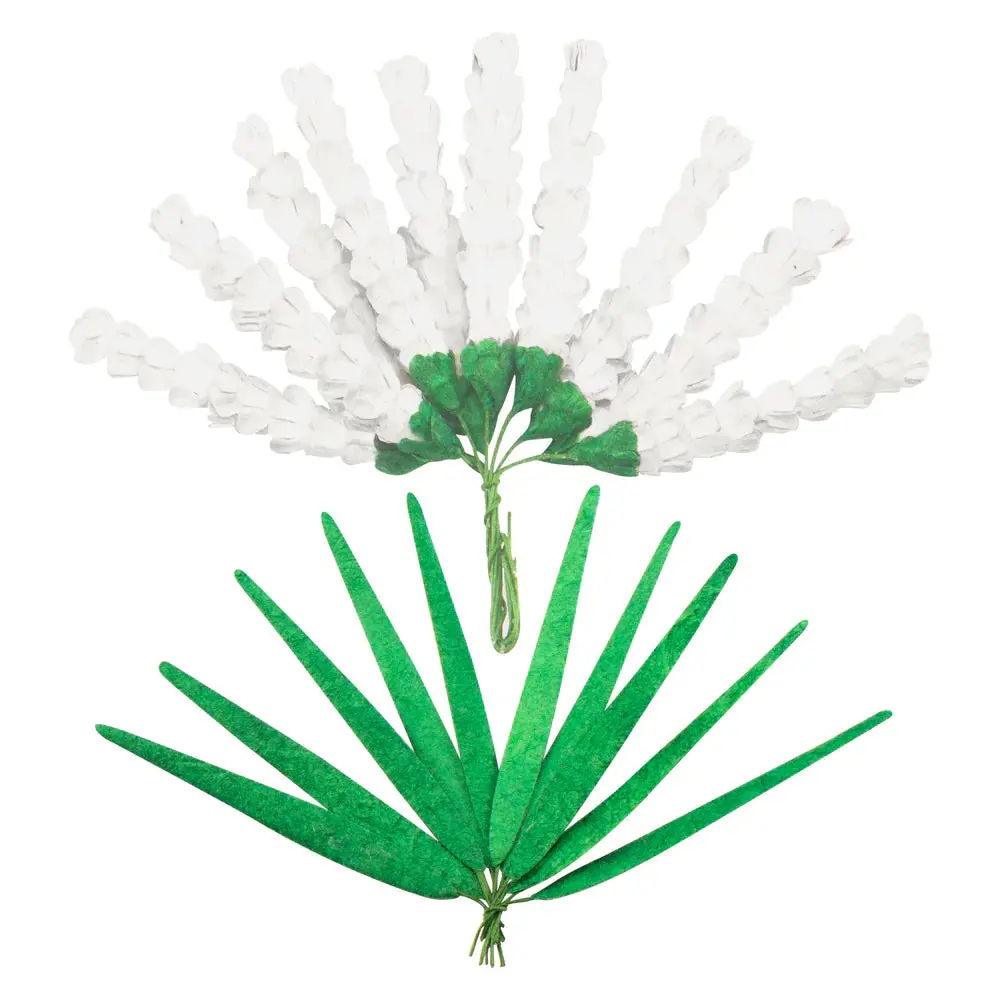 Couture Creations - Lavender Love Paper Flowers - White Paper Lavender Stems + Long Grass (20Pc) 1