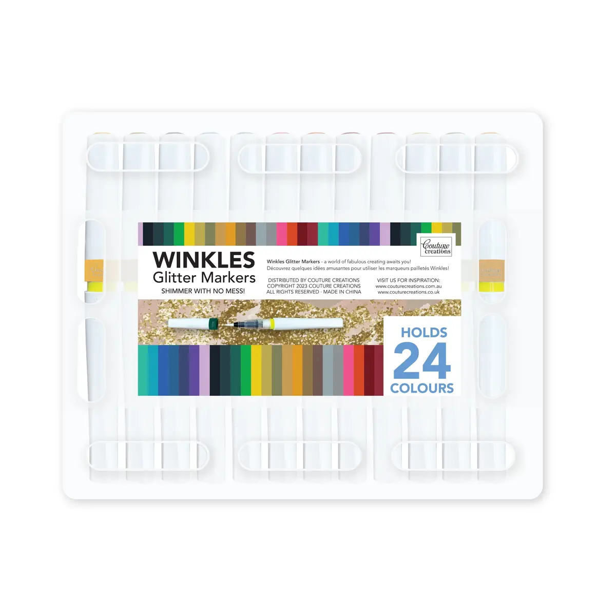 Winkles Shimmer Glitter Pen Set – 12 Colours In Carry Case (Holds 24 Pens) 1