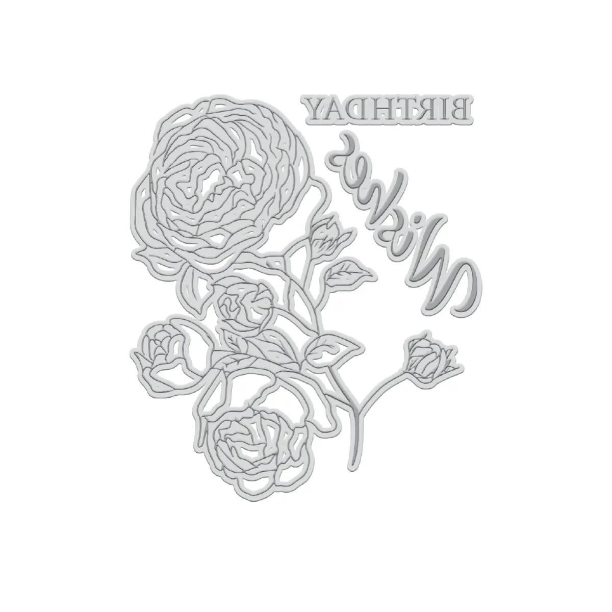Goletterpress Impression Stamp - Stamp 1 - Birthday Wishes Floral 1