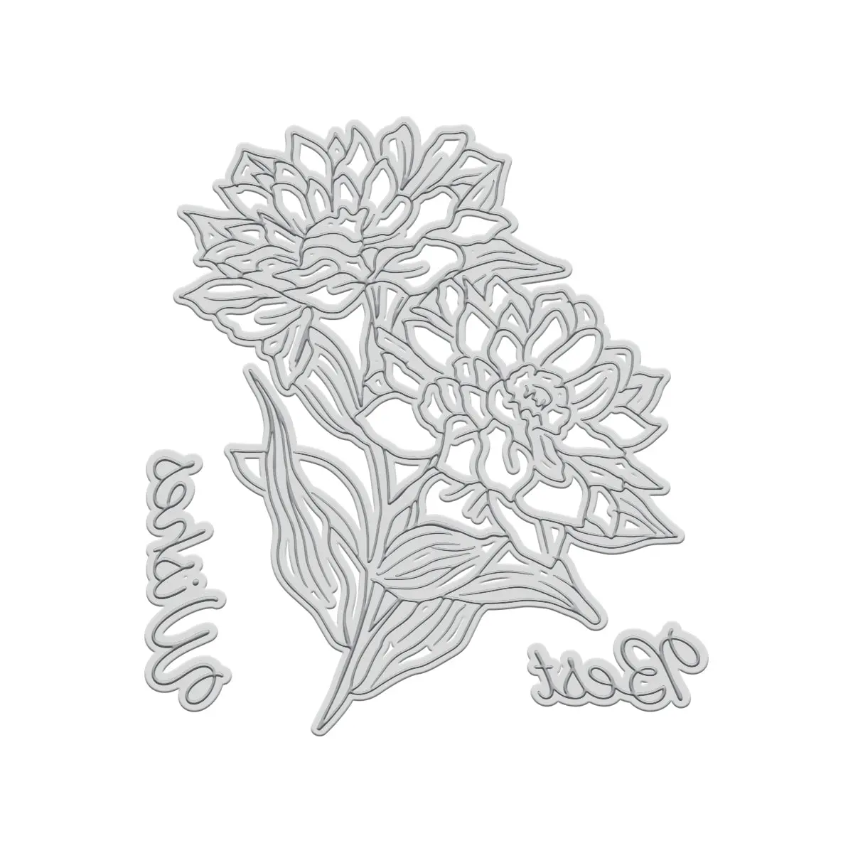 Goletterpress Impression Stamp - Stamp 2 - Best Wishes Floral 1