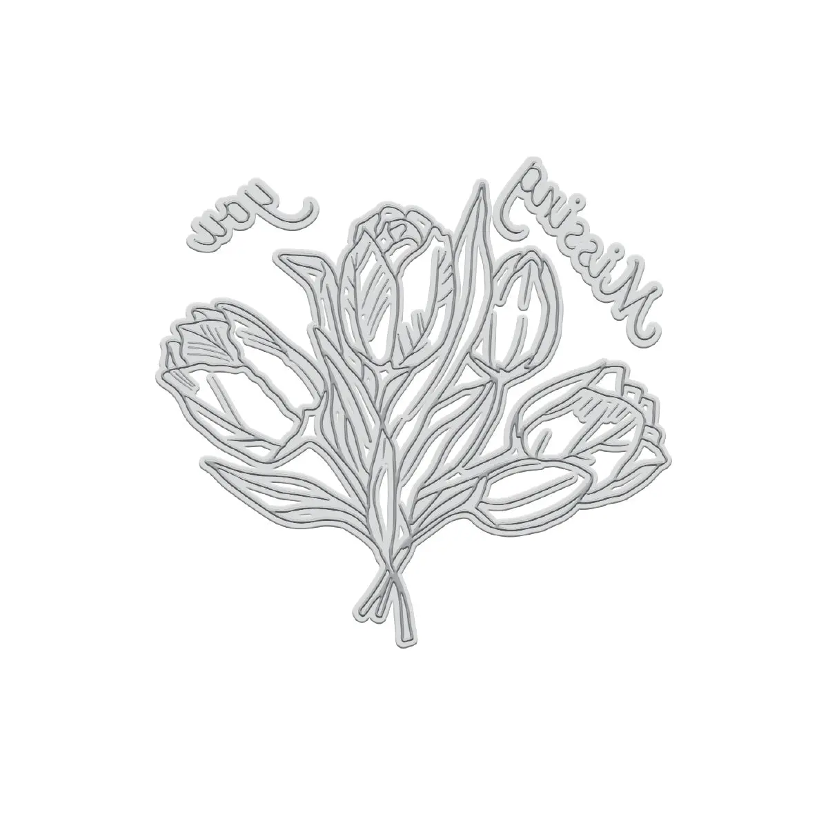 Goletterpress Impression Stamp - Stamp 6 - Missing You Floral 1