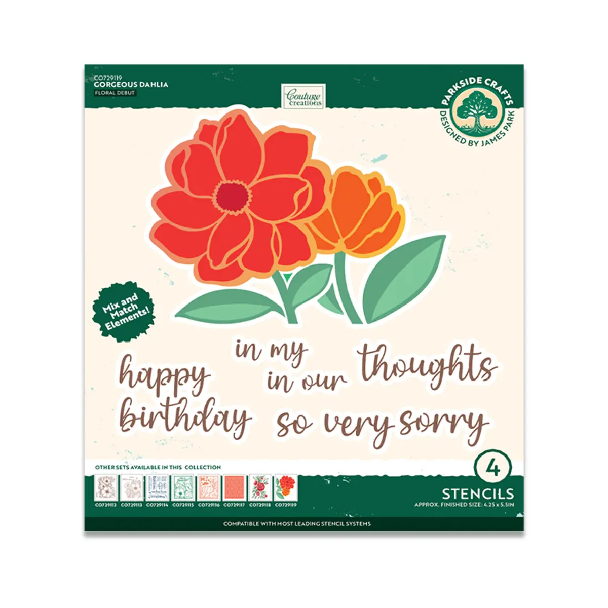 Gorgeous Dahlia Stencil Set (4Pc) 1