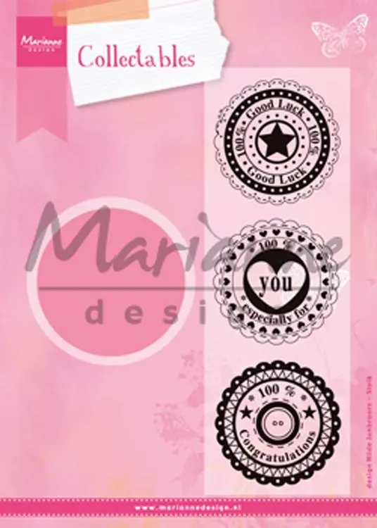 Marianne Design: Collectables Die & Stamp Set - Circle Die & Sentiments 1