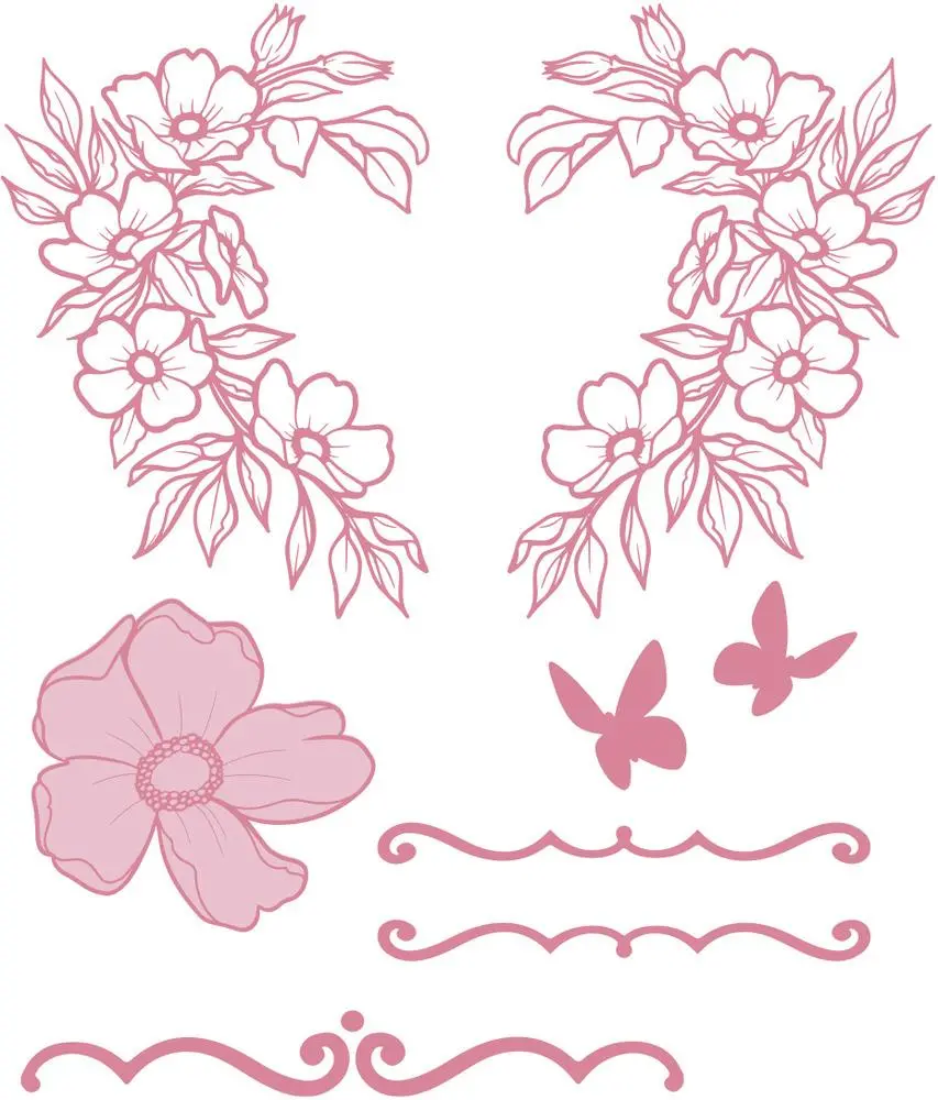 Couture Creations Wreathed Florals Stamp Set 1