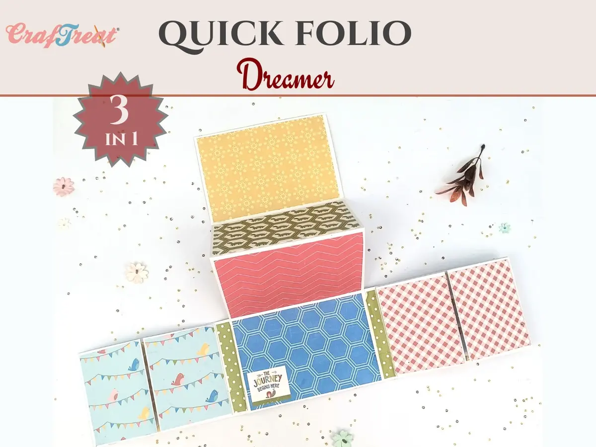 Craftreat Scrapbook Blank Quick Folio - Dreamer - Black, Kraft And White 1