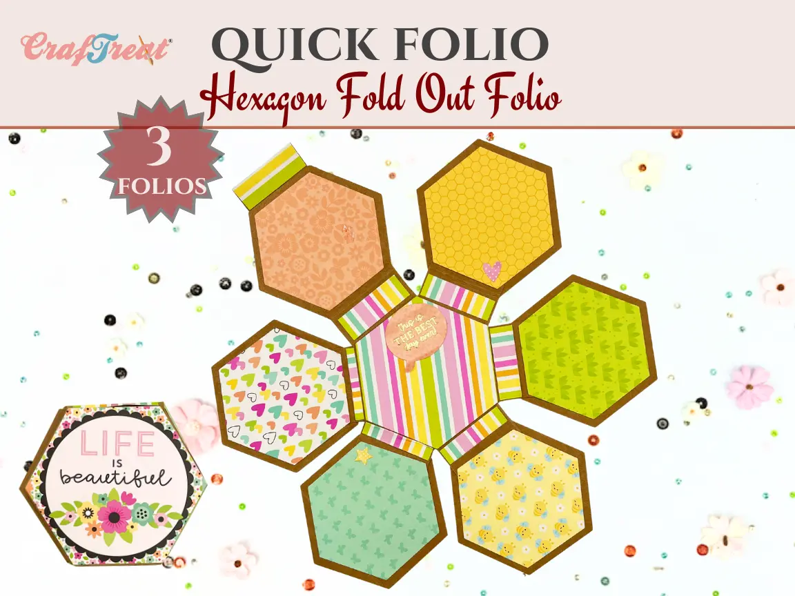 Craftreat Scrapbook Blank Quick Folio - Hexagon Fold Out 1