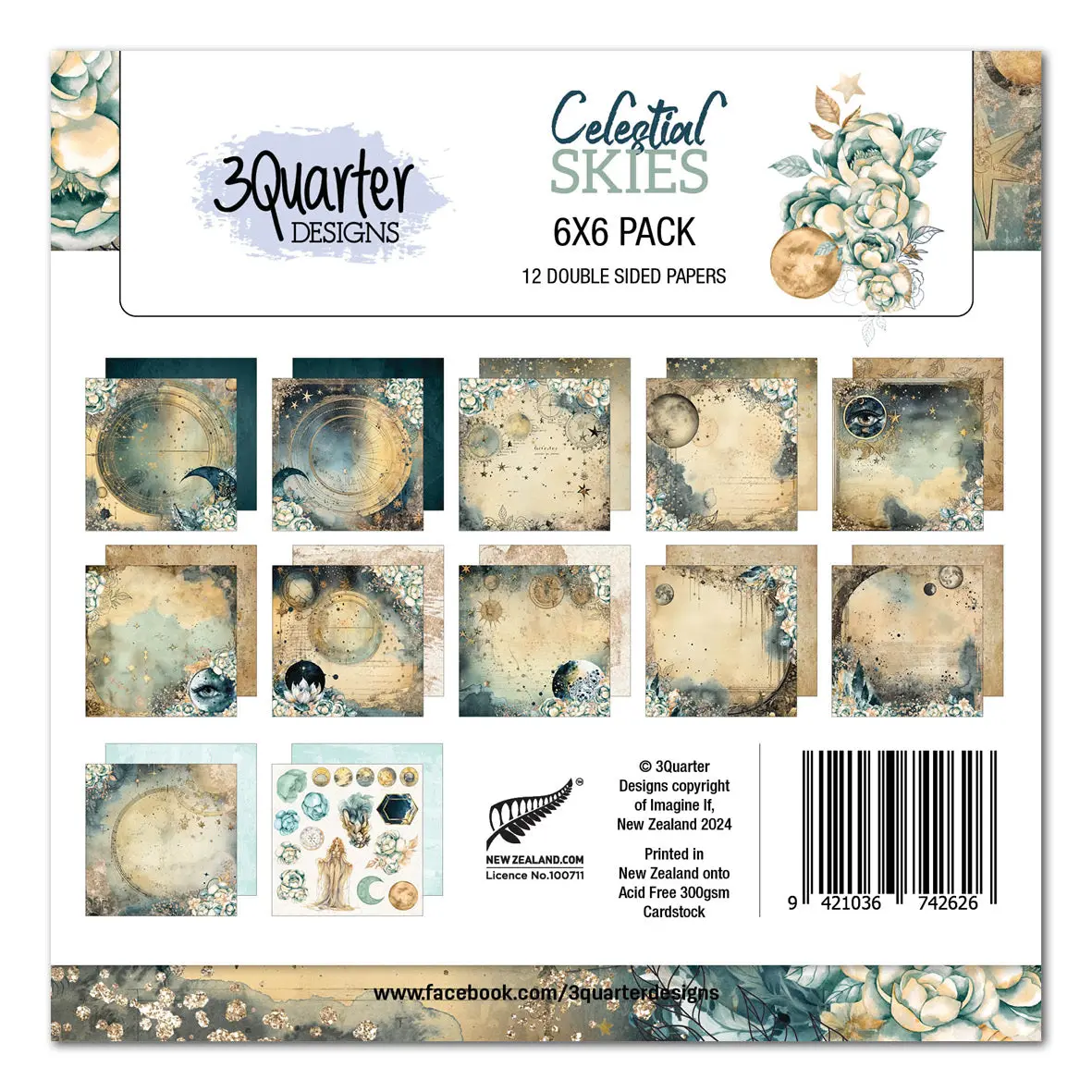 3Quarter Designs Celestial Skies 6X6 Paper Pack 1