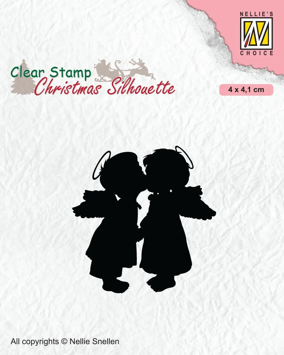 Clear Stamp Silhouette Two Kissing Angels 1