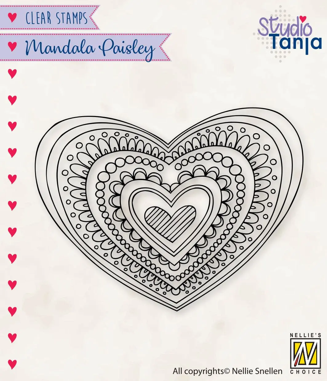 Nellie's Choice Clear Stamp Mandalas Paisley Heart 1