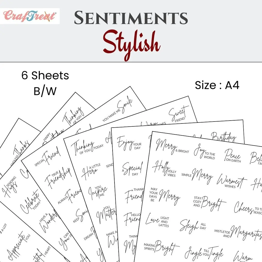 Craftreat Sentiment Sheets - Stylish Sentiments 6 Designs 1