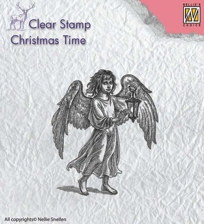 Nellie's Choice Clear Stamp Christmas Time - Angel With Lantern 1