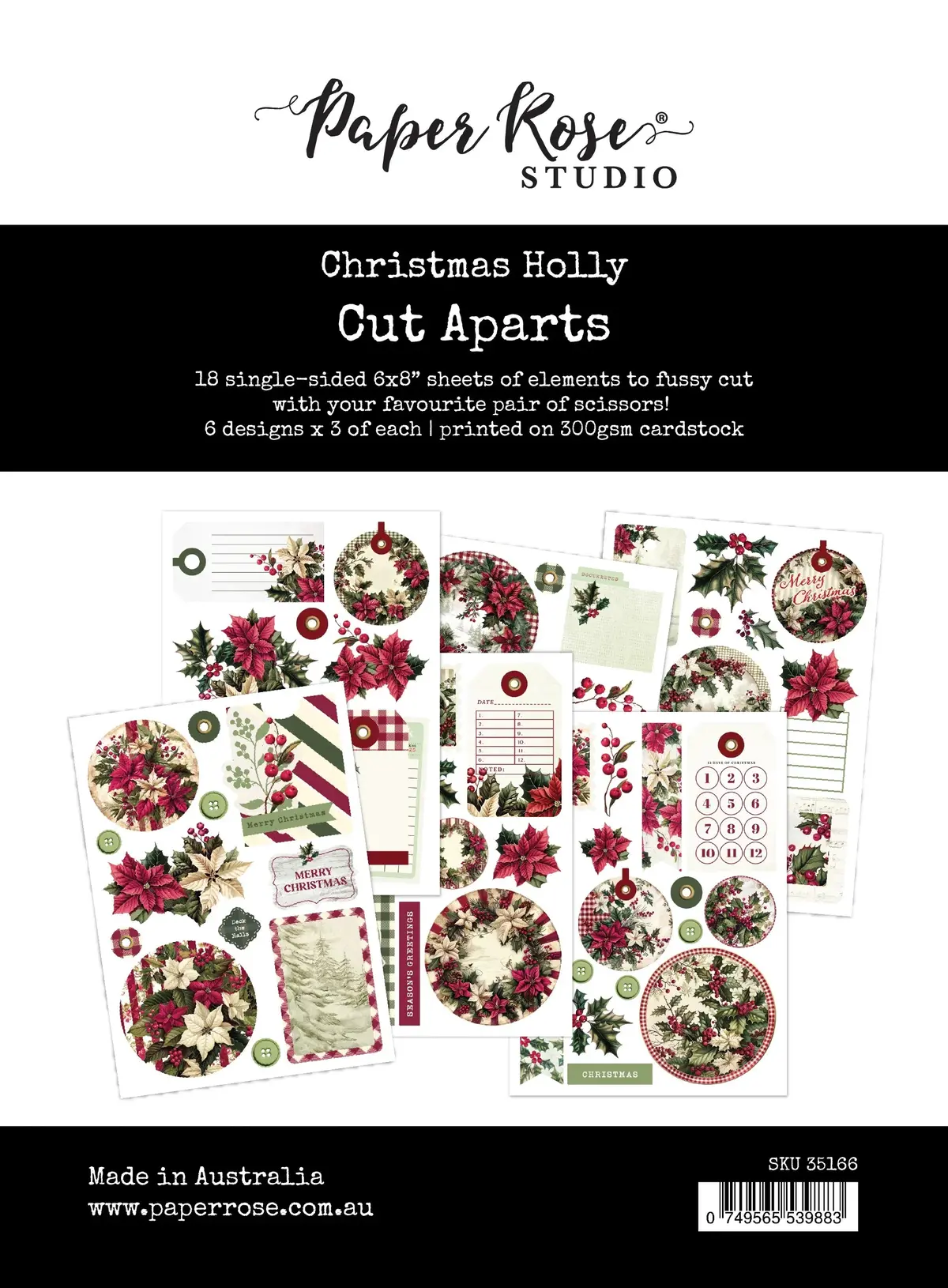 Christmas Holly Cut Aparts Paper Pack 35166 1