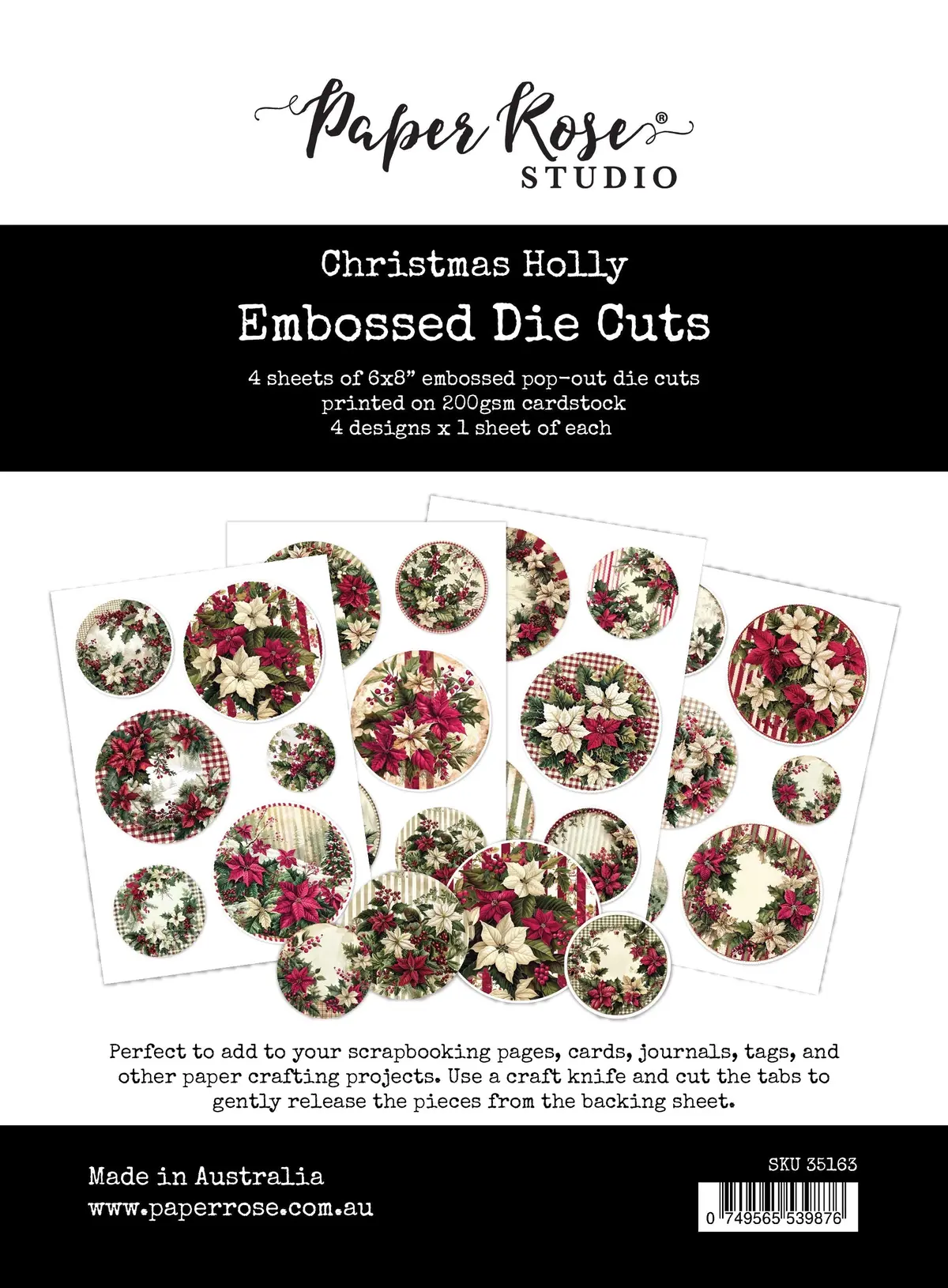 Christmas Holly Embossed Die Cuts 35163 1