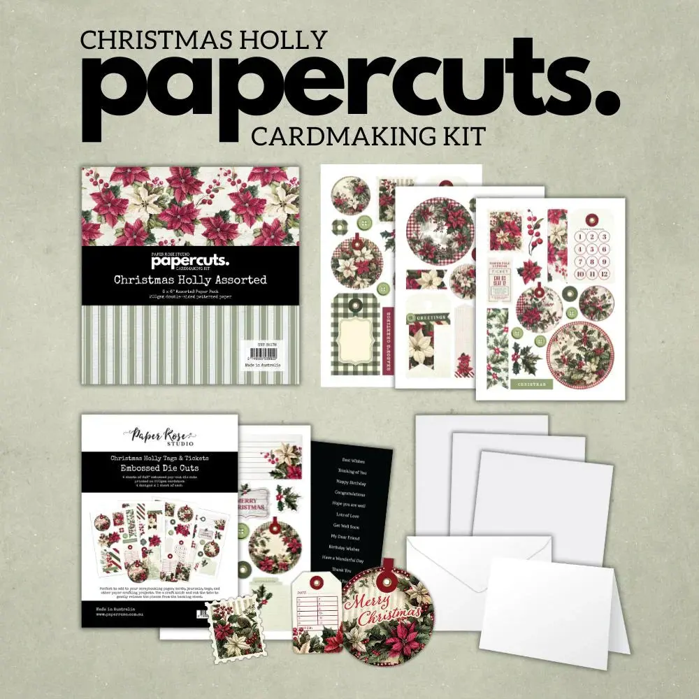 Christmas Holly Papercuts Cardmaking Kit 35178 1