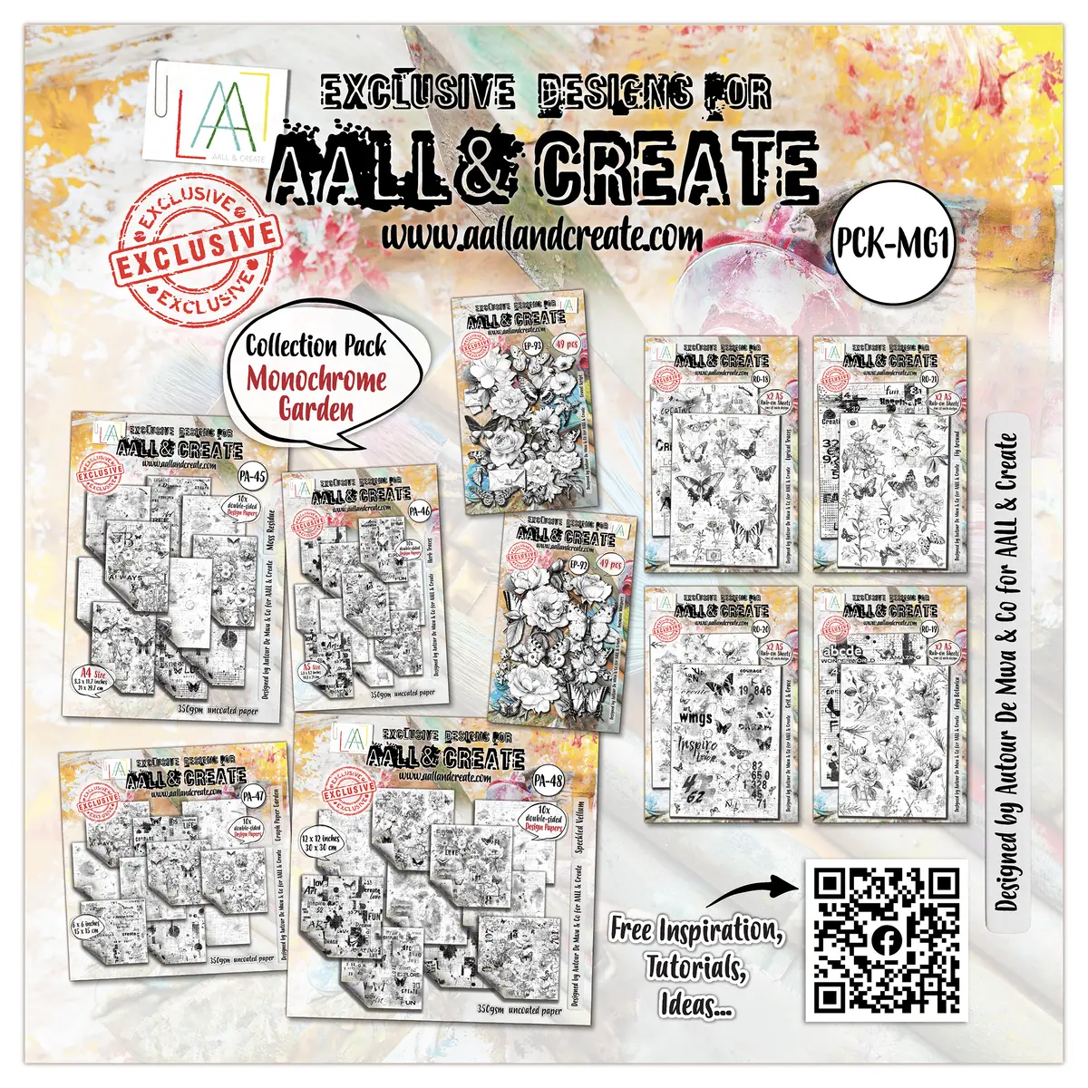 Aall And Create - 12"X12" Collection Pack - Monochrome Garden 1