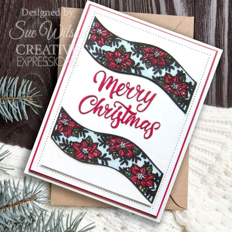Creative Expressions Sue Wilson Festive Poinsettia Ribbon Wave Craft Die 2