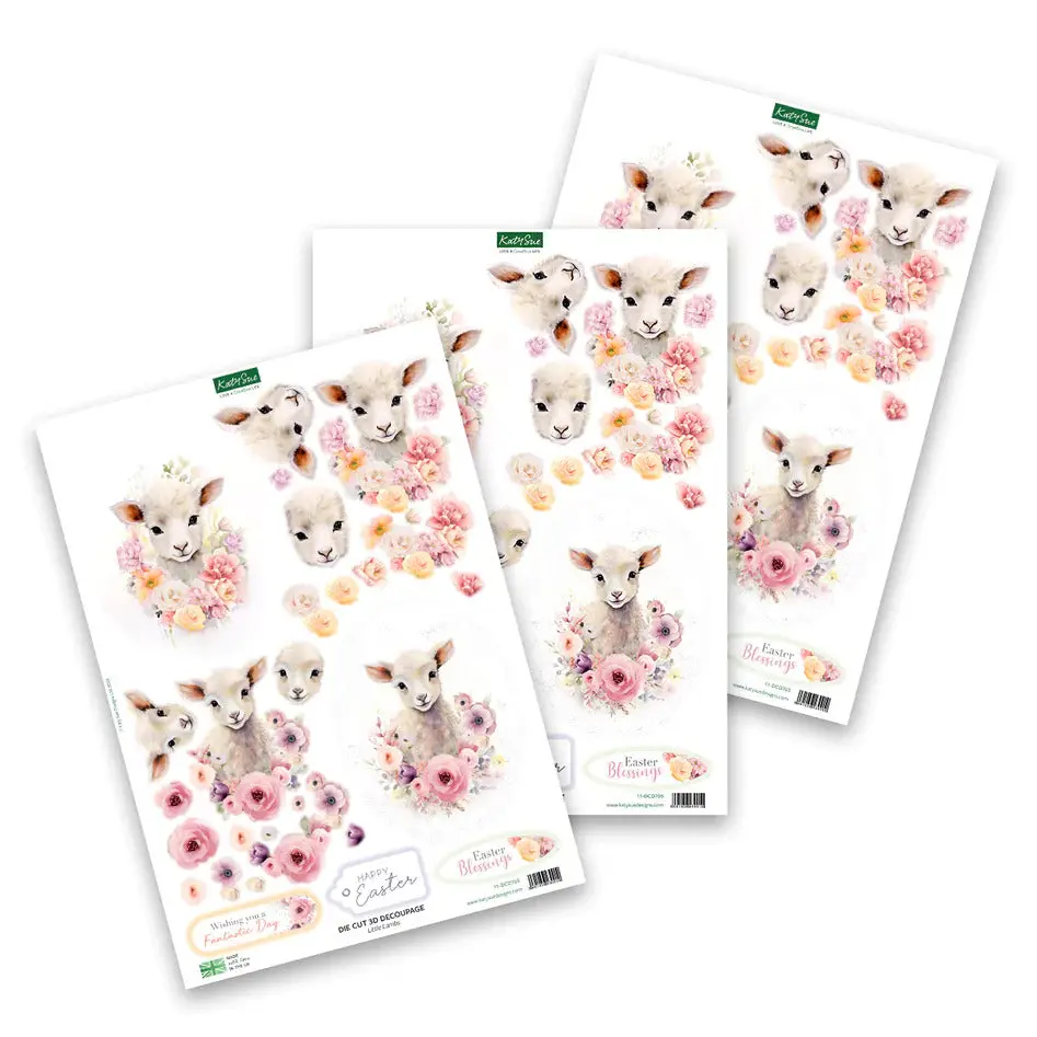 Die Cut Decoupage – Little Lambs (Pack Of 3) 1