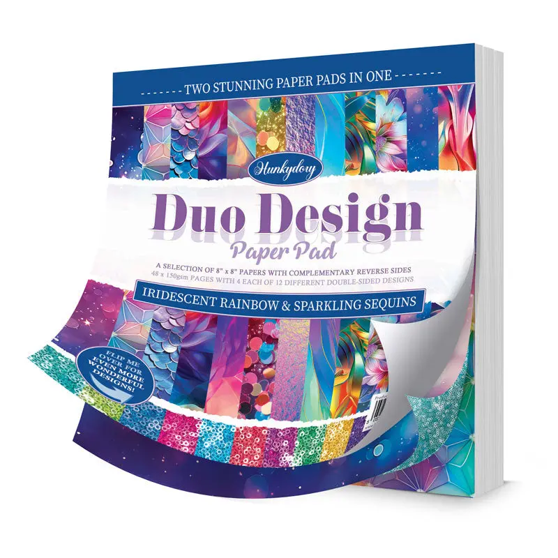 Duo Design Paper Pads - Iridescent Rainbow & Sparkling Sequins 1