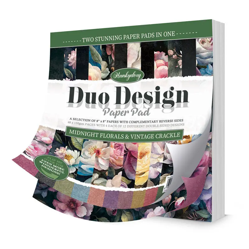 Duo Design Paper Pads - Midnight Florals & Vintage Crackle 1