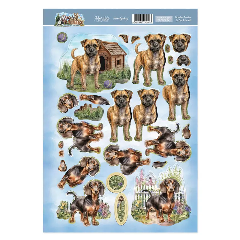 Border Terrier & Dachshund Decoupage Topper Sheet 1