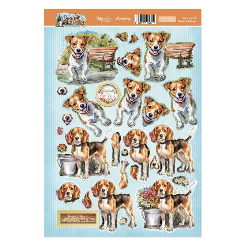 Jack Russell Terrier & Beagle Decoupage Topper Sheet 1