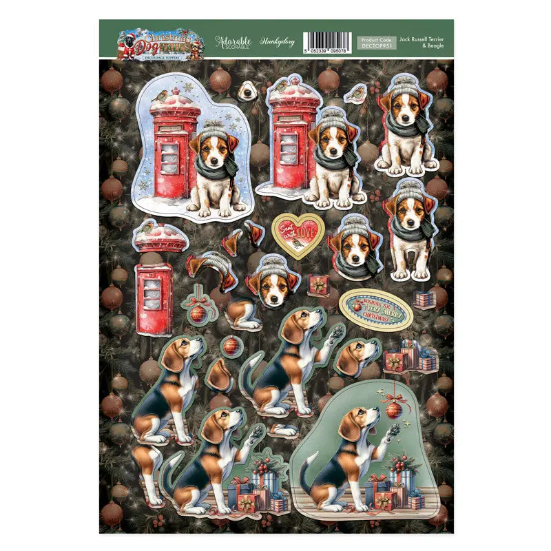 Jack Russell Terrier & Beagle Decoupage Topper Sheet 1