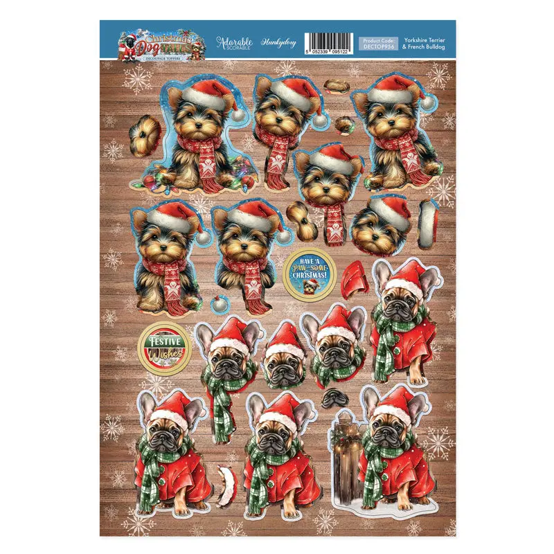 Yorkshire Terrier & French Bulldog Decoupage Topper Sheet 1