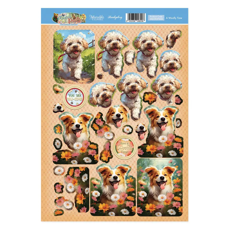 A Woofly Time Decoupage Topper Sheet 1