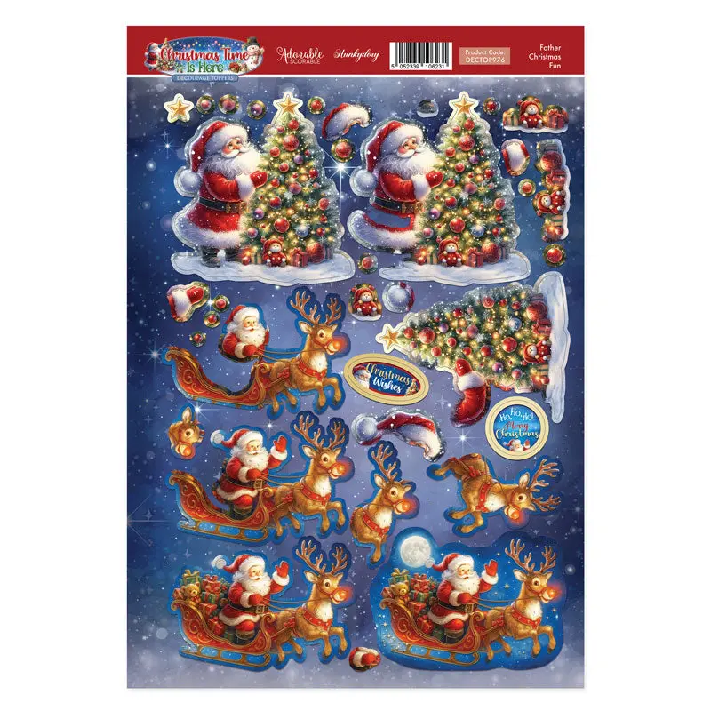 Father Christmas Fun Decoupage Topper Sheet 1