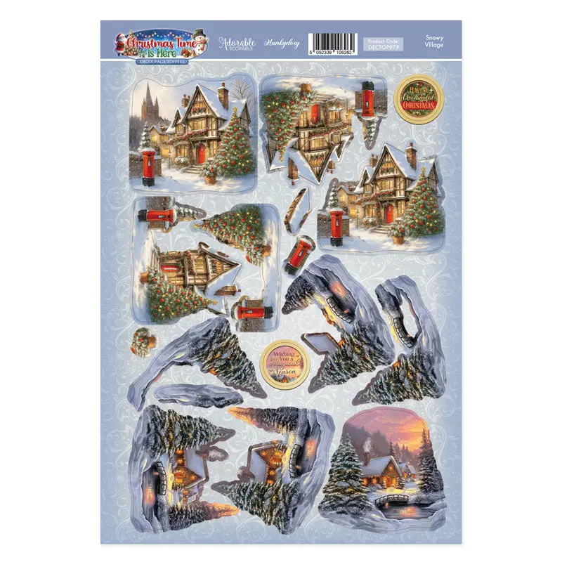 Snowy Village Decoupage Topper Sheet 1