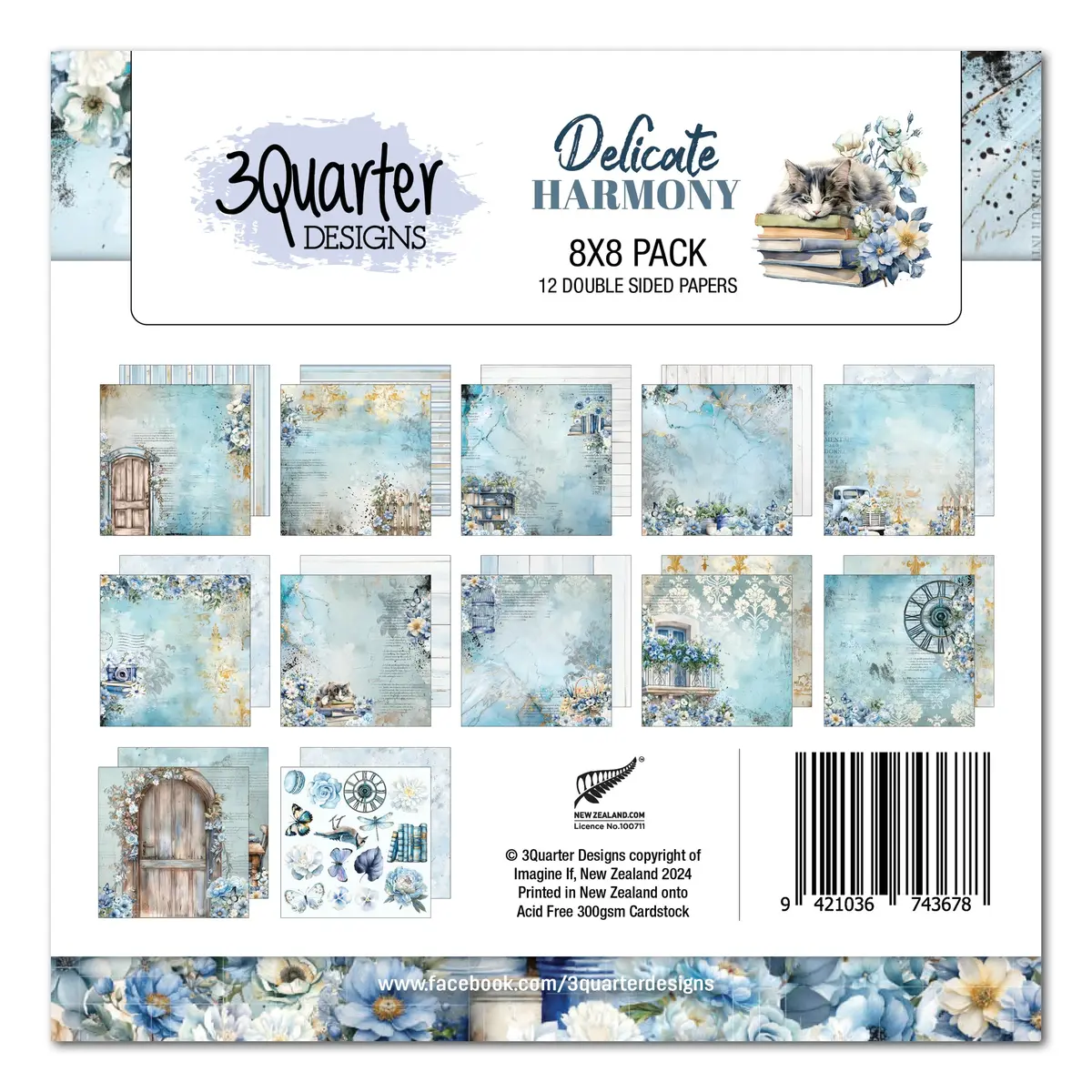 3Quarter Designs Delicate Harmony 8X8 Paper Pack 1