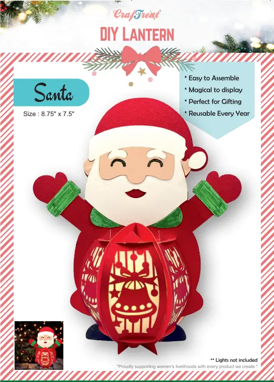 Craftreat Diy Paper Lanterns - Santa 1