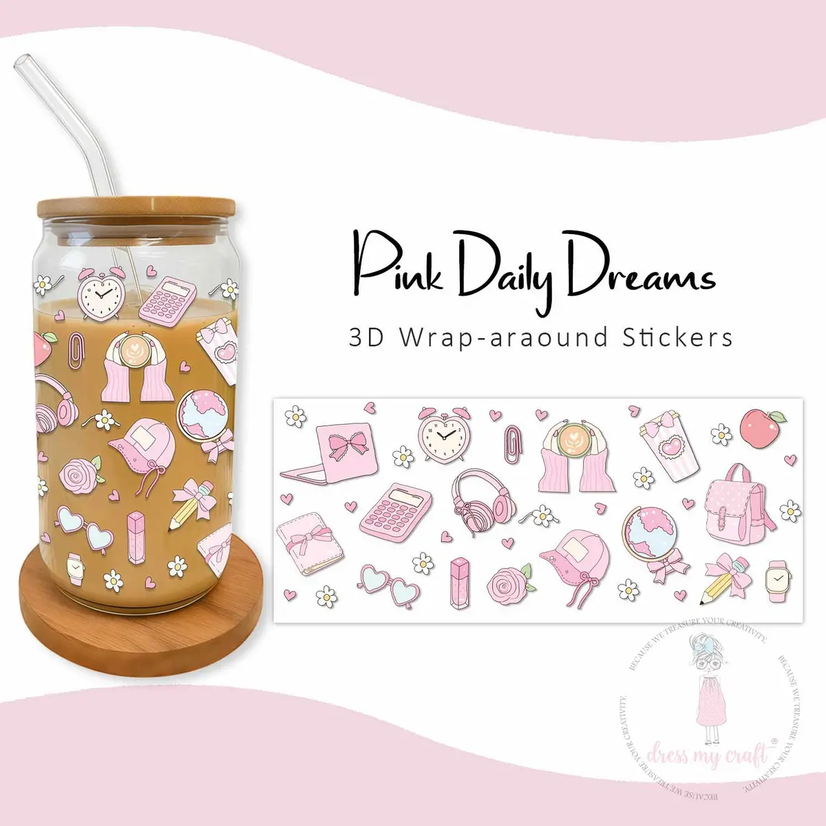 Dress My Craft - Stick N Peel Stickers - Pink Daily Dreams 1