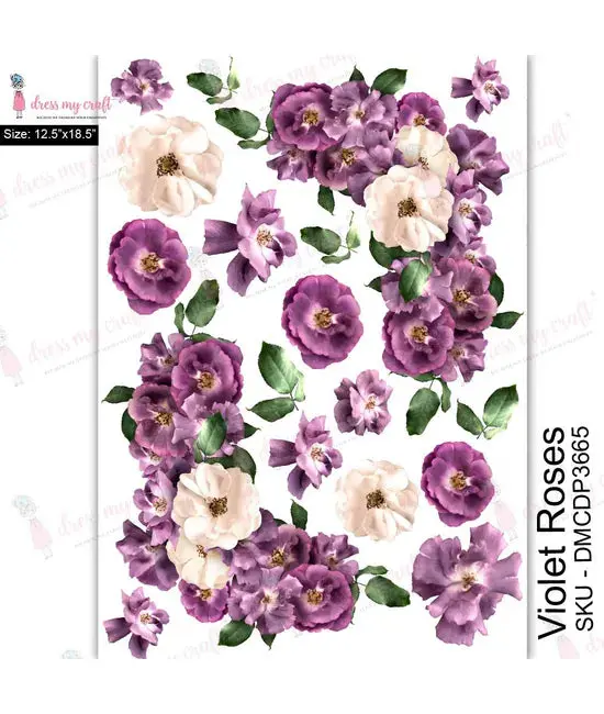 Dress My Craft Transfer Me - Violet Roses (12.5"X18.5") 1
