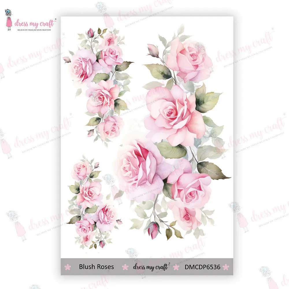 Dress My Craft - Blush Roses - Mini Transfer Me (4" X 6") 1