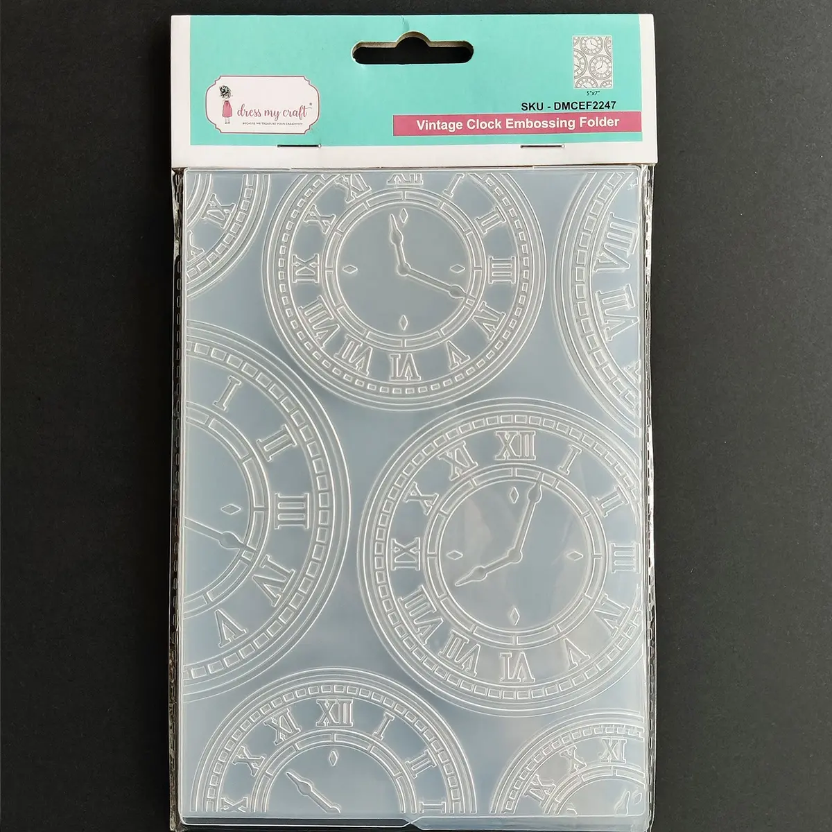 Dress My Craft - Vintage Clock Pattern - Embossing Folder 1
