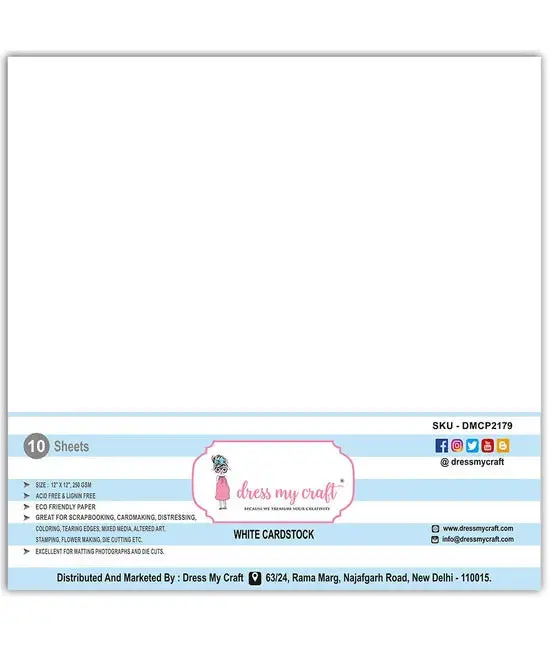 Dress My Craft - White Card Stock - 12X12 1