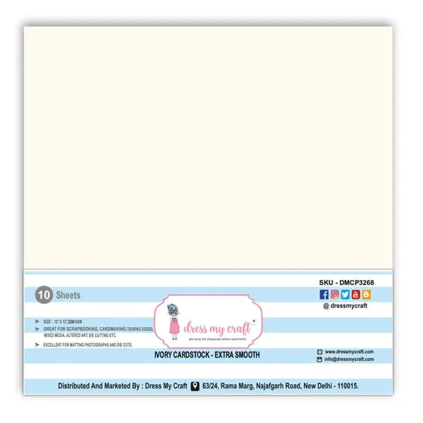 Dress My Craft - Ivory Cardstock - Extra Smooth - 12X12 1