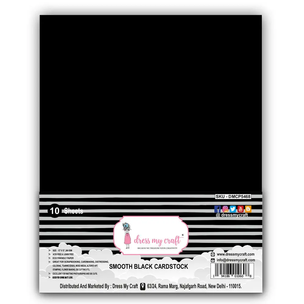 Dress My Craft - Smooth Black Cardstock - A4 1
