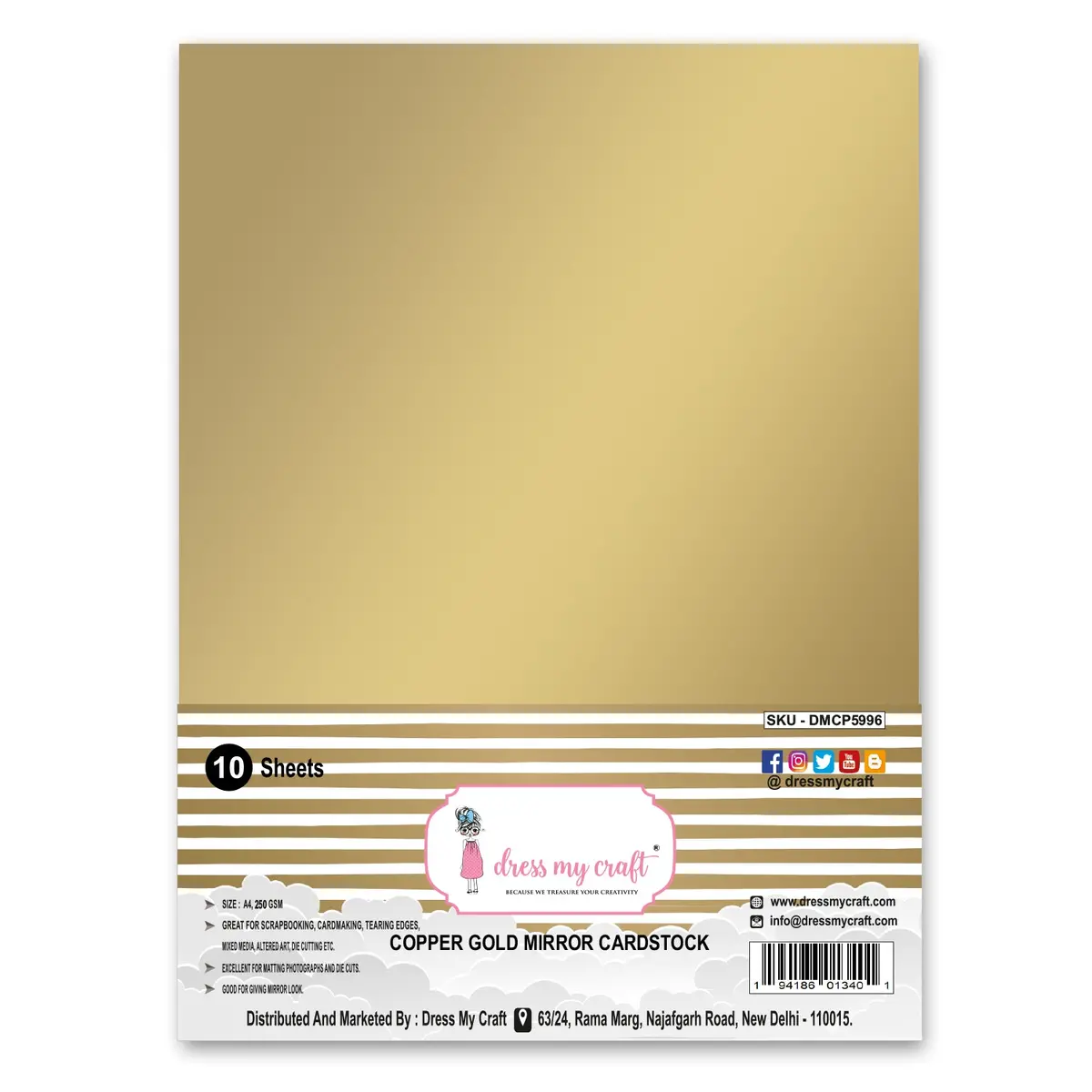 Dress My Craft - Copper Gold Mirror Cardstock - A4 1