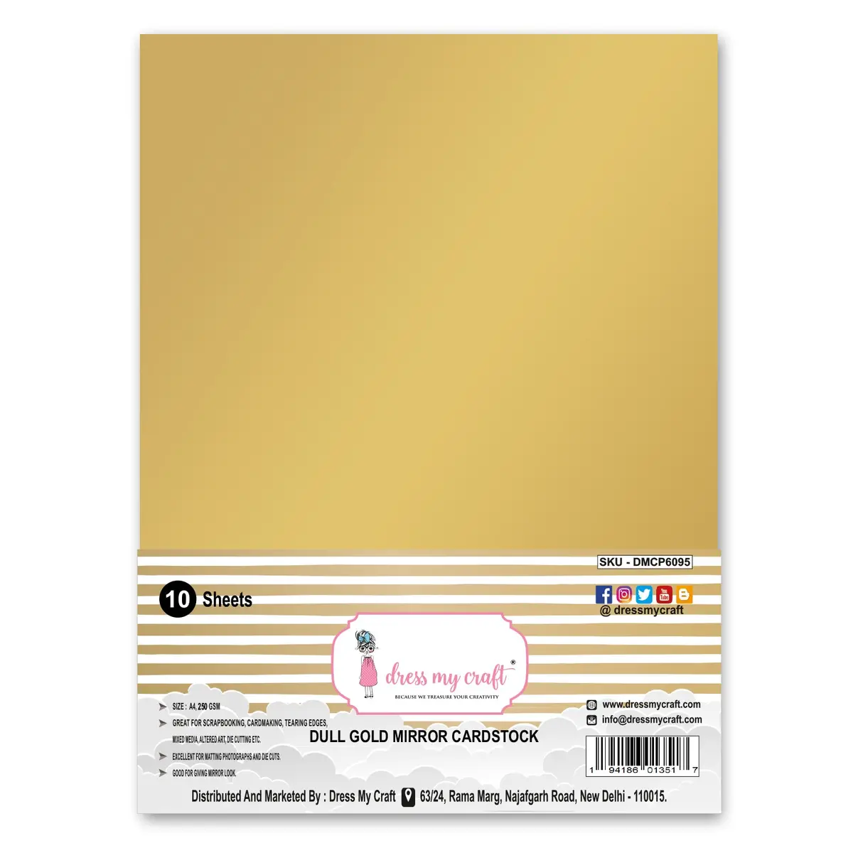 Dress My Craft - Dull Gold Mirror Cardstock - A4 1