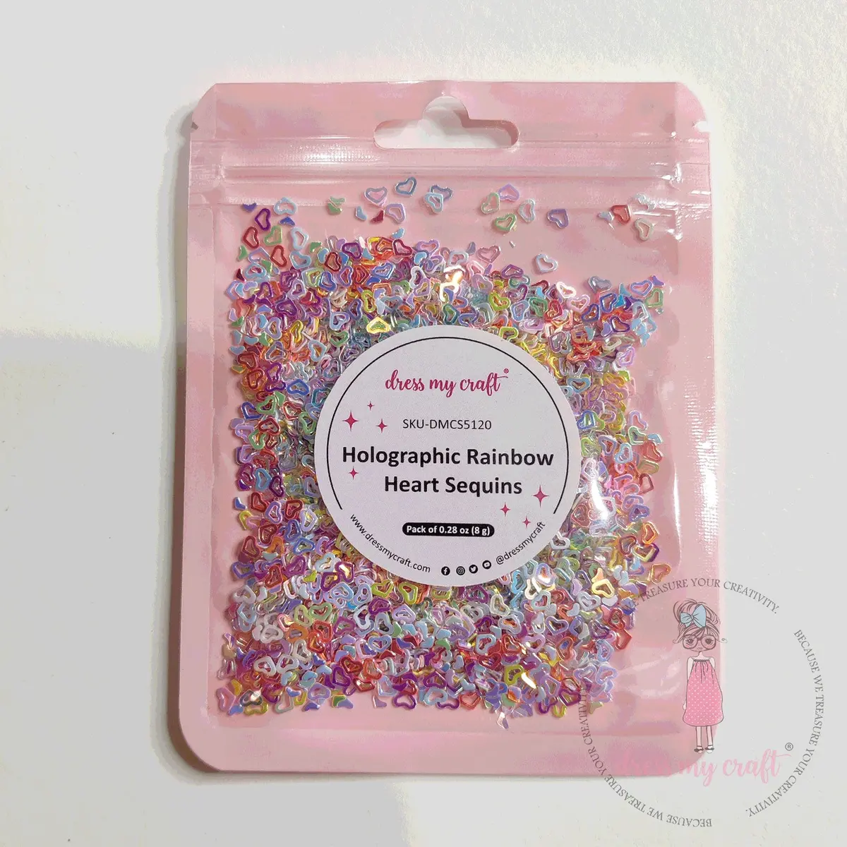 Dress My Craft - Holographic Rainbow Heart Sequins 1