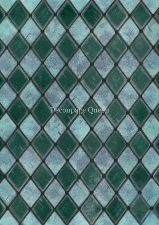 Dainty And The Queen - Teal Handpainted Harlequin A4 Rice Paper - 5 Sheets 1