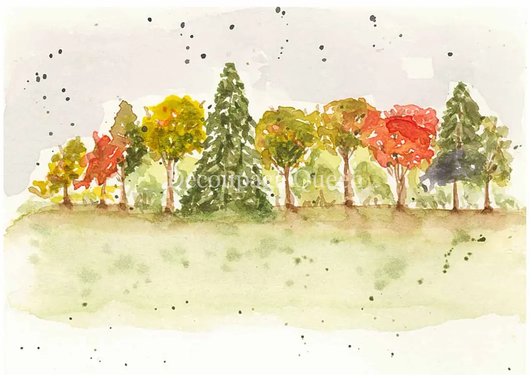 Old To Ooh La La - Autumn Forest A4 Rice Paper - 5 Sheets 1
