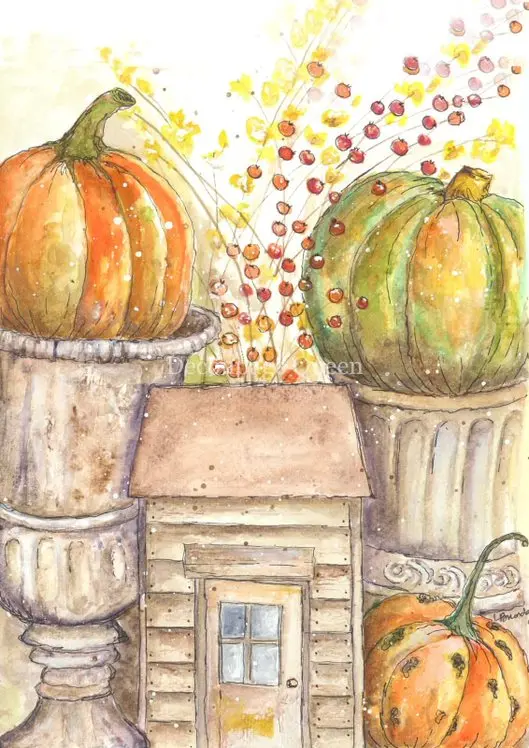 Ellen J Goods - Cottage Pumpkins A4 Rice Paper - 5 Sheets 1