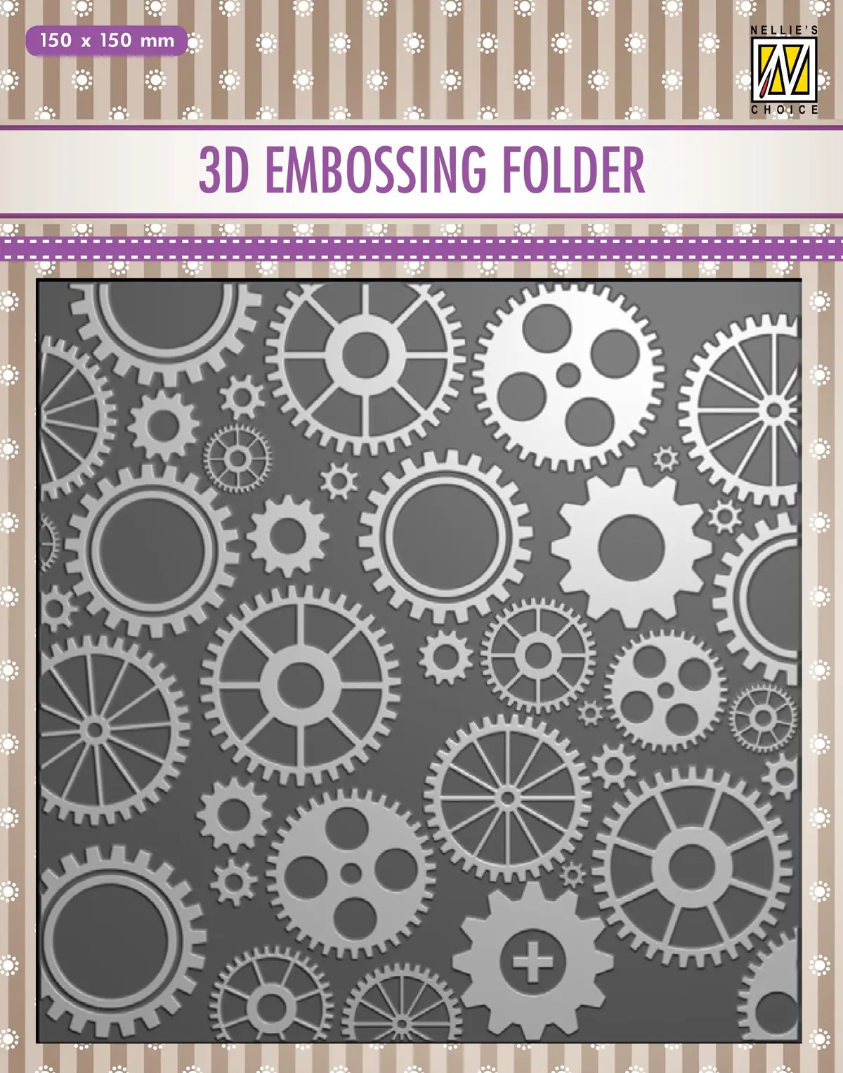 Nellie's Choice 3D Embossing Folder - Cogwheels 1