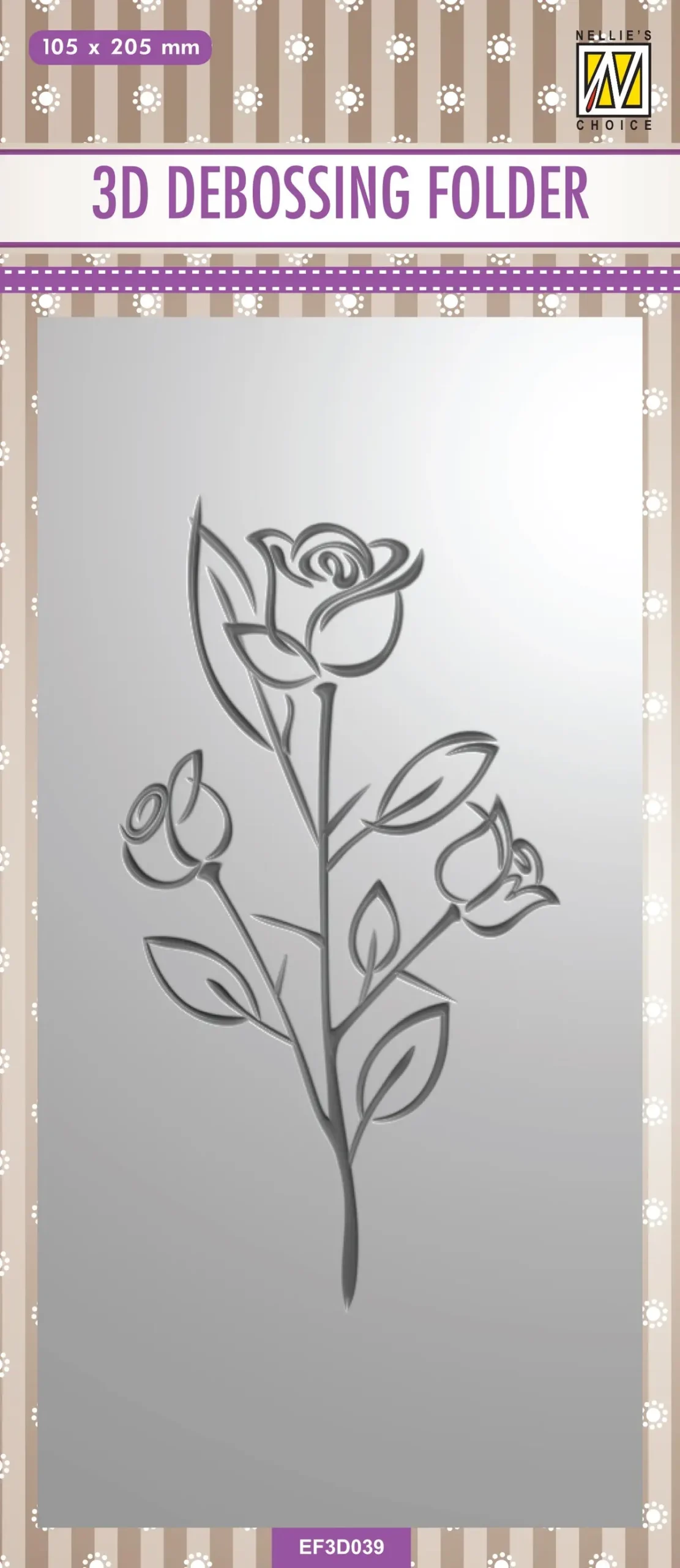 Nellie's Choice 3D Debossing Folder Slimline - Rose 1