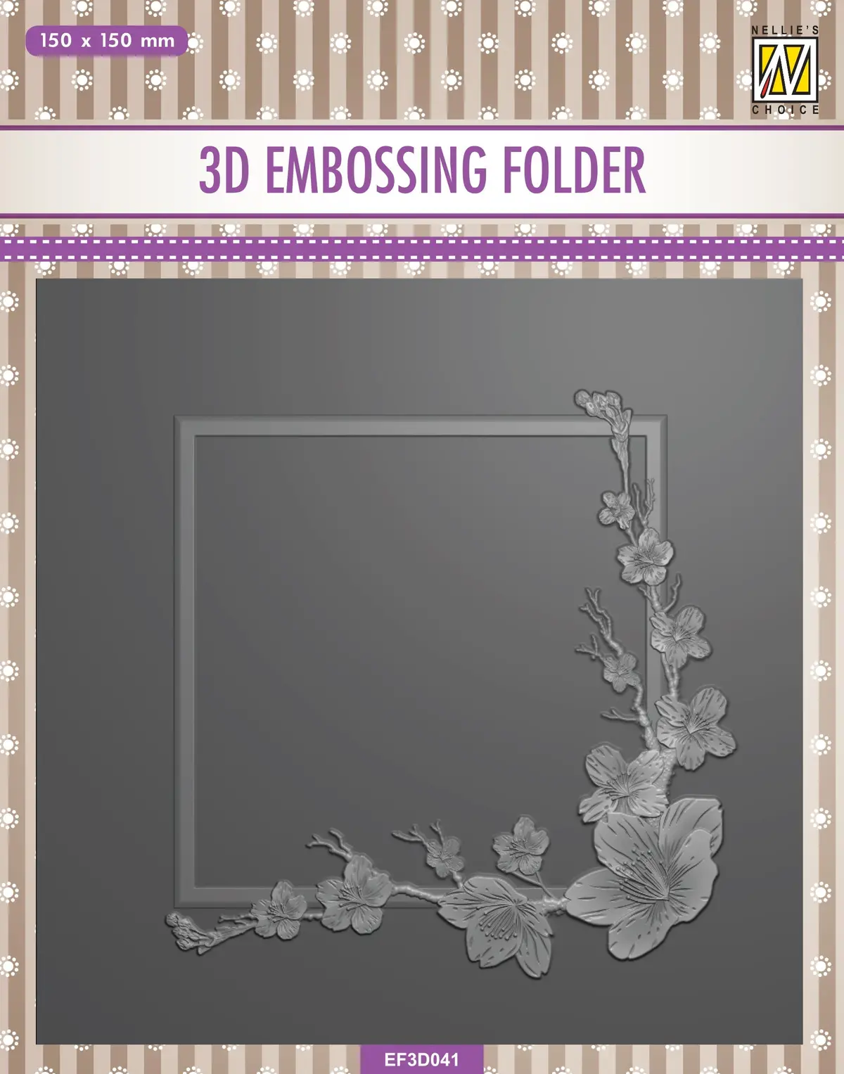 Nellie's Choice 3D Embossing Folder - Square Frame - Blossom 1